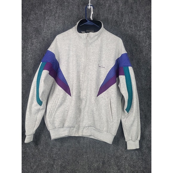 Vintage Pierre‎ Cardin Track Jacket Full Zip Gray Purple Teal Mens XL Streetwear